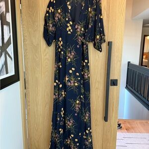 Reformation Navy Floral Dress